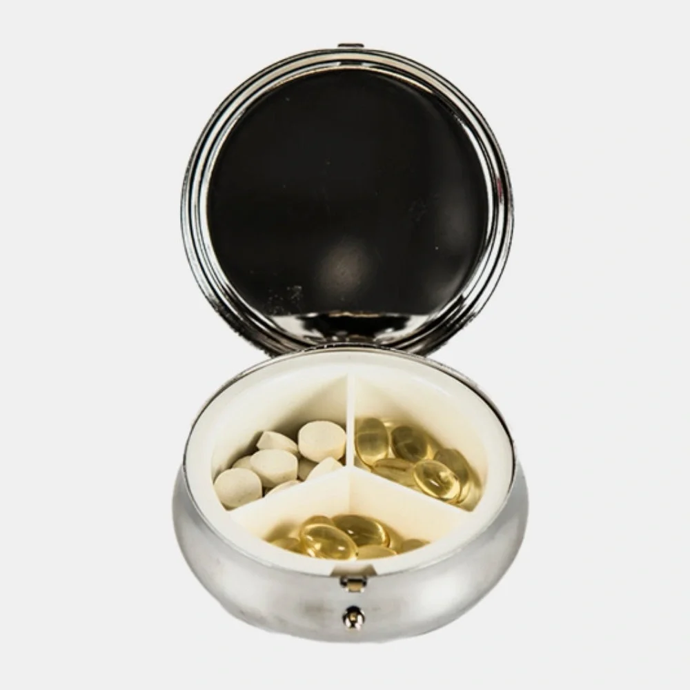 Nicole Lee USA Print Metallic Circular Small Pill Case